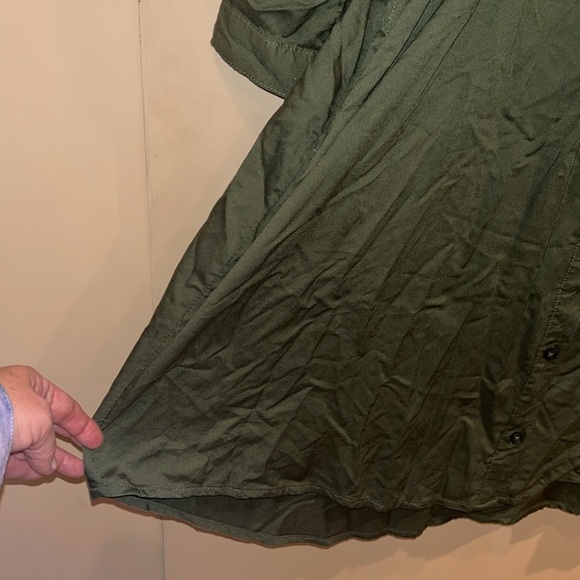 Time and Tru size large green button down shirt dress with tie and pockets - Picture 5 of 9